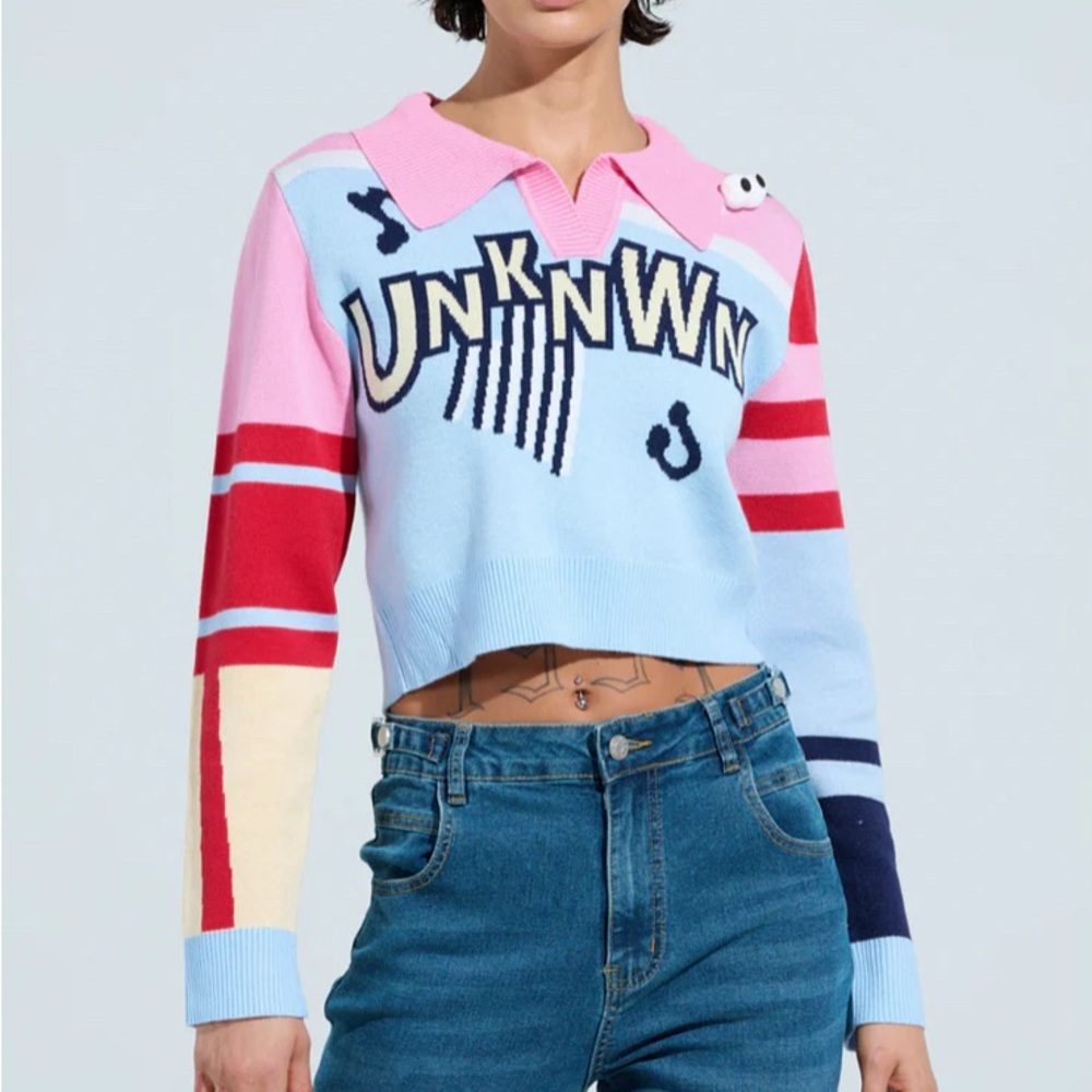 Sold Out NWT Akira Colorful Cropped Sweater - All In It Sweater